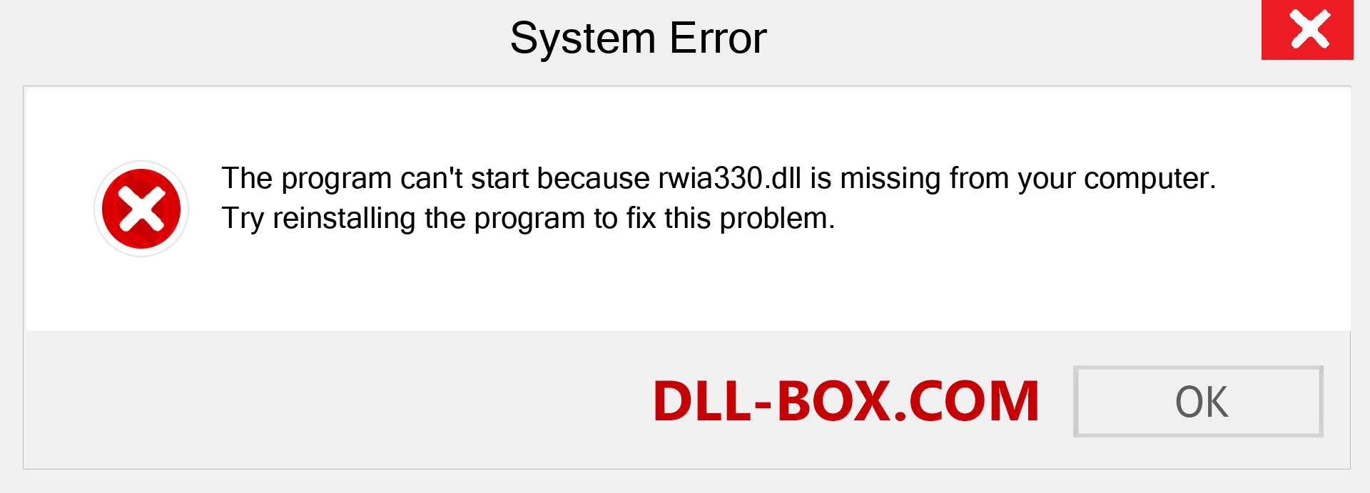  rwia330.dll file is missing?. Download for Windows 7, 8, 10 - Fix  rwia330 dll Missing Error on Windows, photos, images